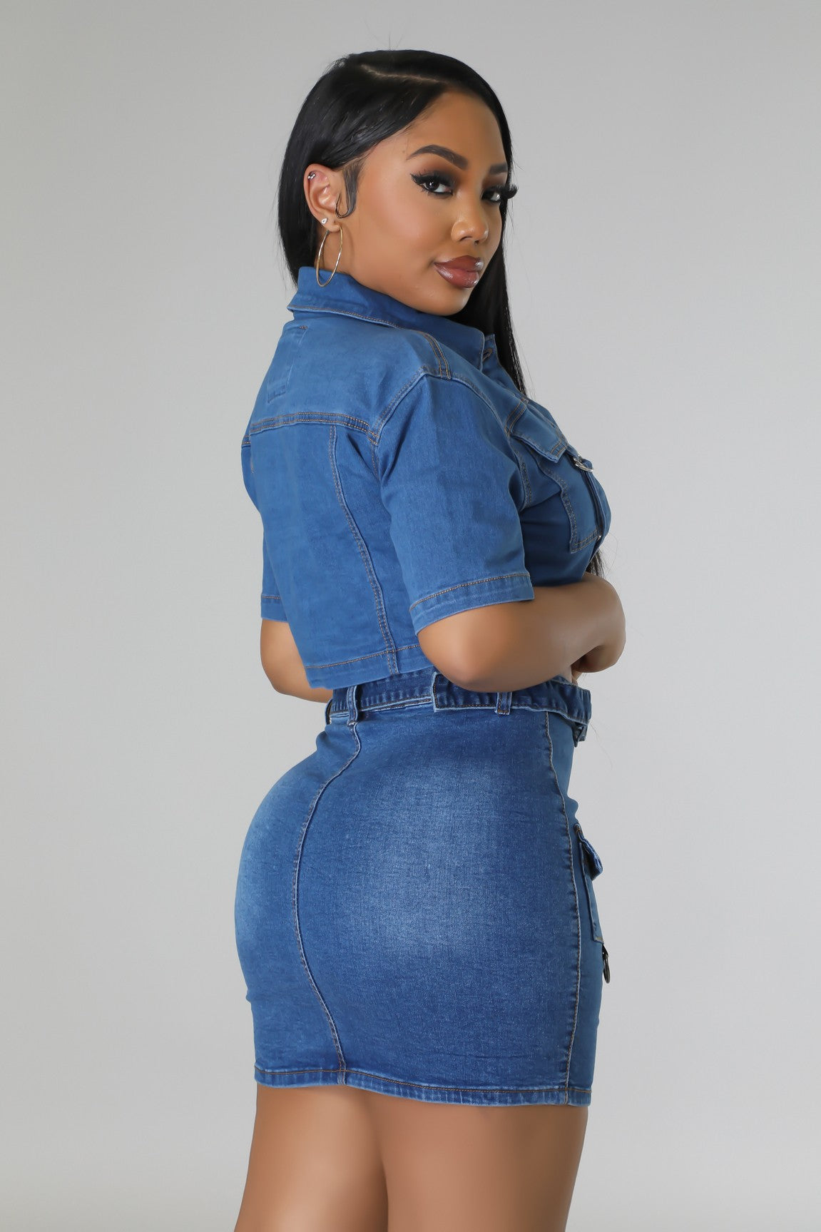Cargo Denim Skirt