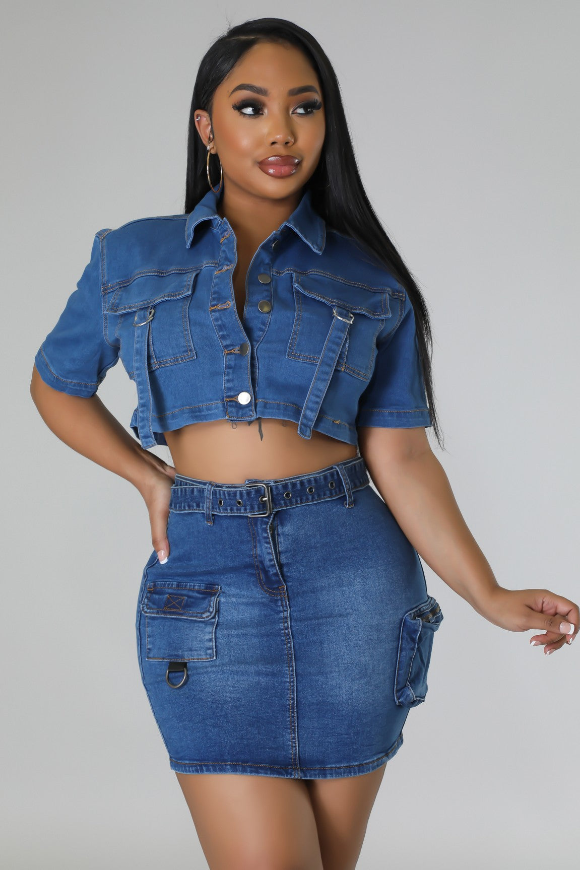 Cargo Denim Skirt
